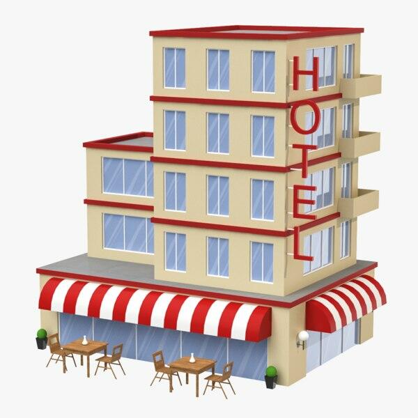3D модель Cartoon Hotel Low Poly 3D Модель - TurboSquid 1393909