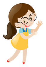 Little Girl In Yellow Dress Wearing Glasses Illustration Royalty Free SVG, Cliparts, Vectors, And Stock Illustration. Image 64317922.