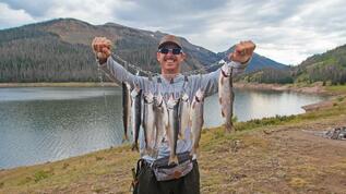 Fishing Mountain Lake for Food | Trout & Salmon Catch & Cook! - YouTube