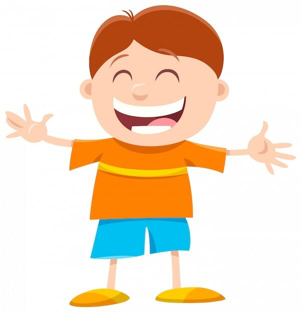 Мультипликационный персонаж happy boy | Премиум векторы