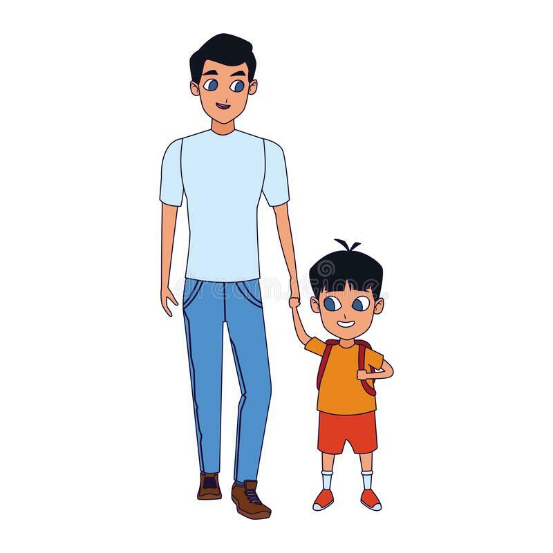 Cartoon Father and Son Icon, Flat Design Stock Vector - Illustration of cute, learn: 169224934
