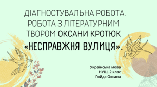 Діагностувальна робота. Робота з літературним твором. Несправжня вулиця
