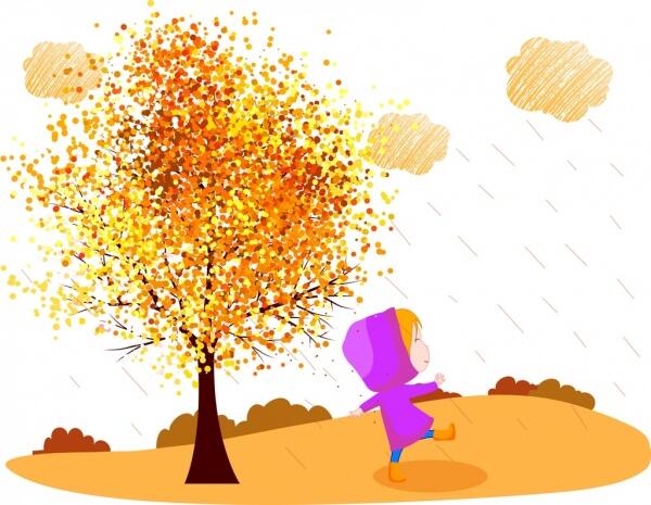 Autumn background colorful tree playful kid cartoon design Vectors graphic art designs in editable .ai .eps .svg format free and easy download unlimit id:6829030