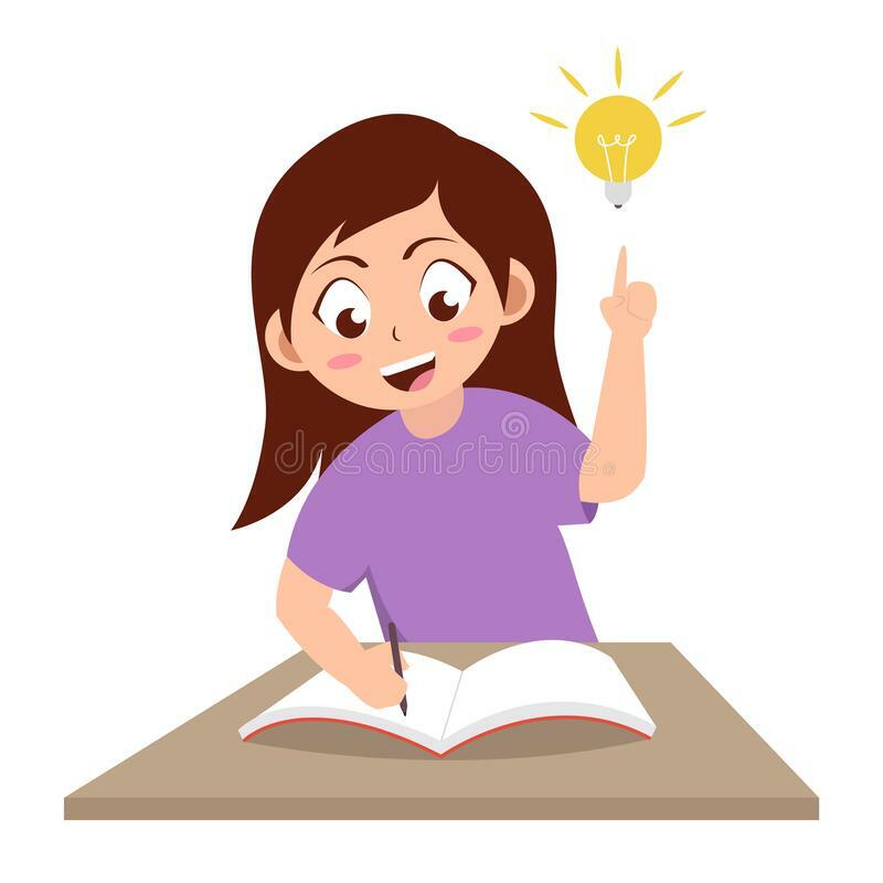 Girl Confused Doing Homework, Cartoon Vector Illustration Stock Vector - Illustration of comic, kids: 196498706