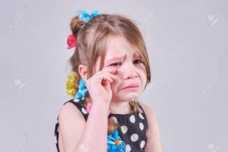 A Beautiful Little Girl,with A Sad Expression, Cries And Wipes Her Tears With Her Hands, For Any Purpose Stock Photo, Picture And Royalty Free Image. Image 98427419.
