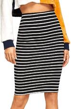 Buy SheIn Women's Striped Knee Length Elastic Waist Bodycon Pencil Skirt Online in Ukraine. B07M8FC8D6