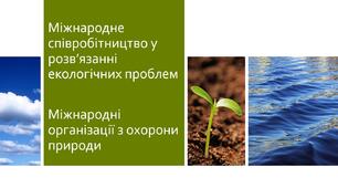 Презентація на тему "Міжнародне співробітництво у розв'язанні екологічних проблем. Міжнародні організації з охорони природи"