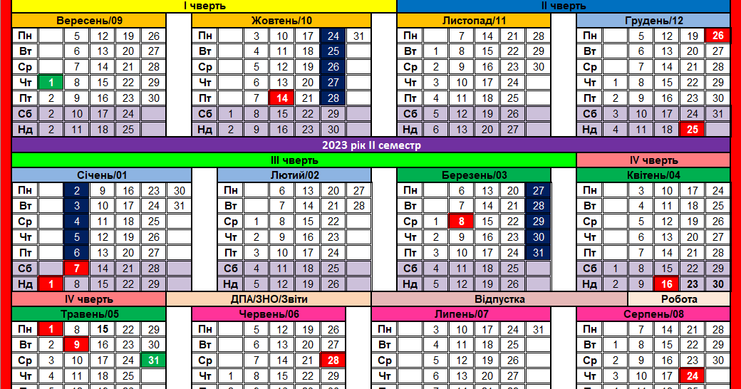 Орієнтовний календар вчителя на 2022-2023 навчальний рік - Інші методичні матеріали. Дидактичні матеріали