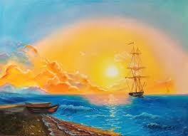 Купити Картина маслом "Морський пейзаж" 50×70 см, Пейзаж, Морський пейзаж №691976 - у подарунок в Україні на Crafta.ua