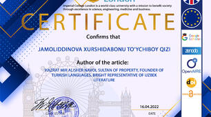 HAZRAT MIR ALISHER NAVOI, SULTAN OF PROPERTY, FOUNDER OF  TURKISH LANGUAGES, BRIGHT REPRESENTATIVE OF UZBEK  LITERATURE.