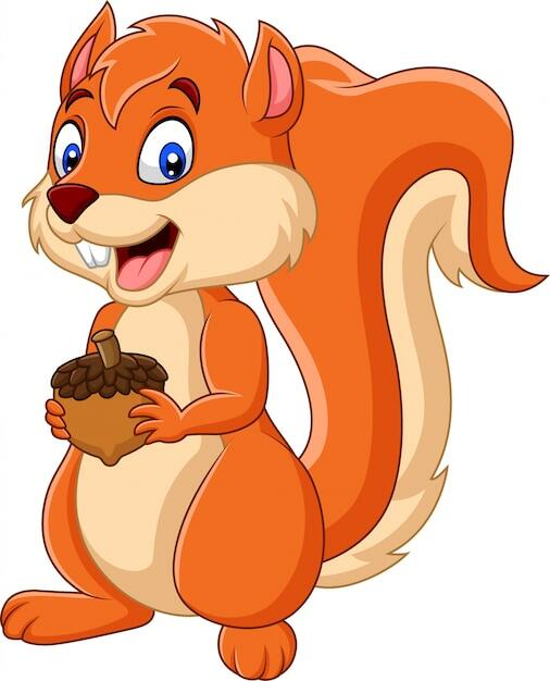 Premium Vector | Cartoon squirrel holding nut