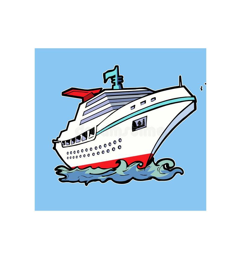 Cruise Ship Cartoon Character Sailing the Ocean Illustration Sea Stock Illustration - Illustration of logo, font: 204860745