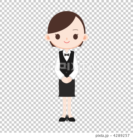 Women clerk of black vest bow tie uniform - Stock Illustration [4289257] - PIXTA