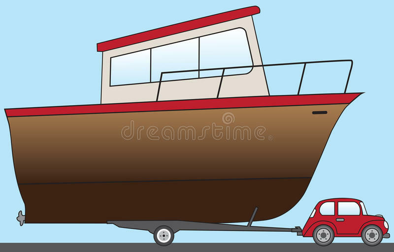 Big Boat with Little Car stock vector. Illustration of pulling - 72609622