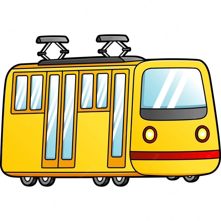 Premium Vector | Tram cartoon clipart colored illustration
