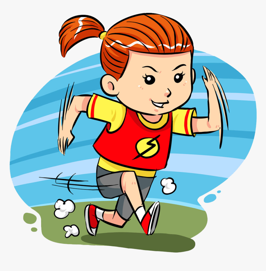 Running Cartoon Clip Art Girl Transprent Png - Girl Running Fast Clipart, Transparent Png - kindpng
