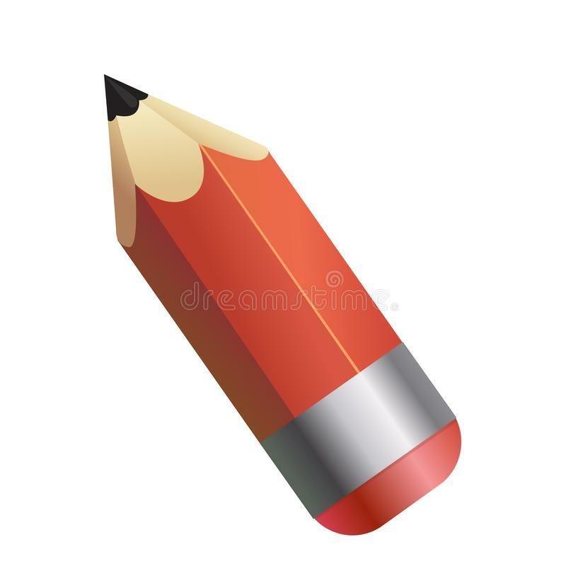 Vector Red Wooden Pencil with Rubber Stock Illustration - Illustration of office, cartoon: 148152415