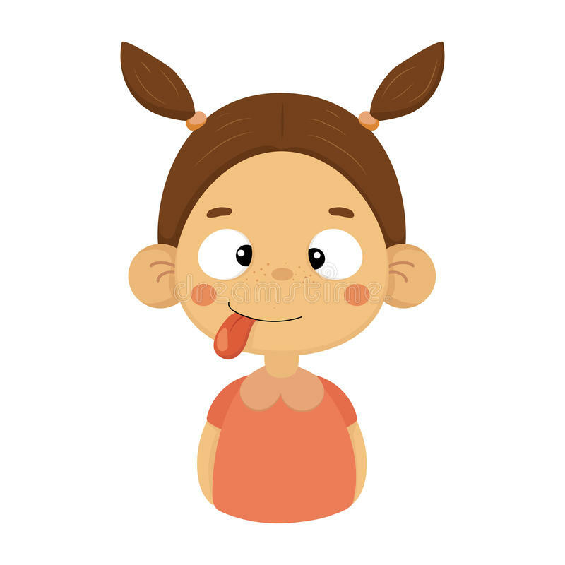 Silly and Joking Little Girl Flat Cartoon Portrait Emoji Icon with Emotional Facial Expression Stock Vector - Illustration of cartoon, icon: 88803340