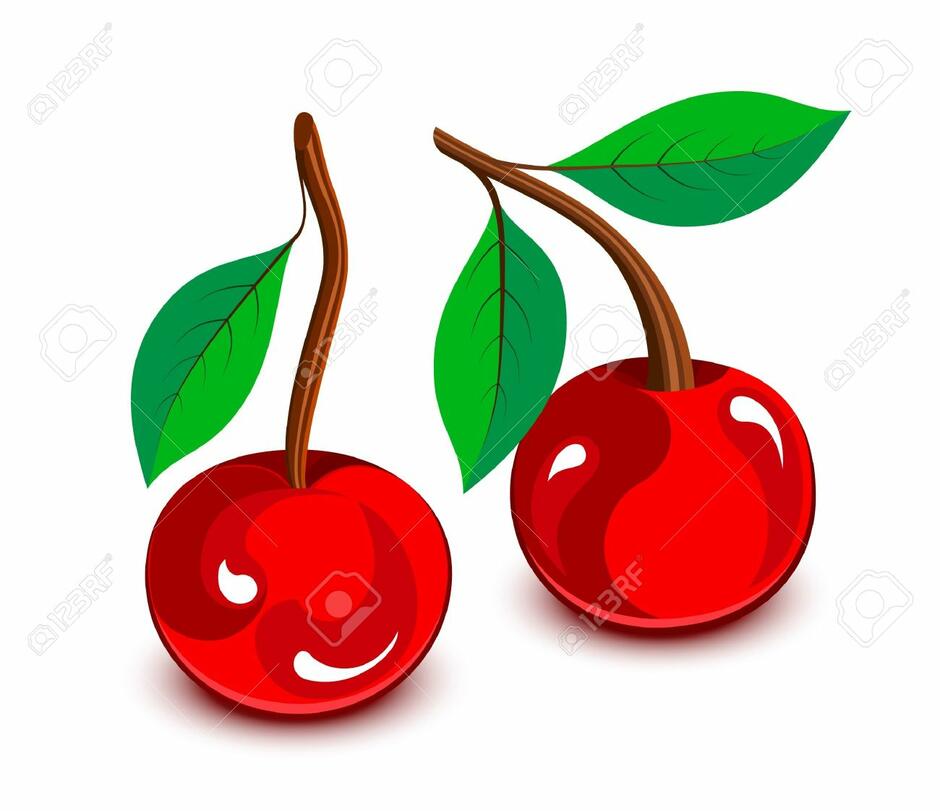 Cartoon Cherries With Leaves. Fruits And Vegetables Collection Royalty Free SVG, Cliparts, Vectors, And Stock Illustration. Image 10045436.