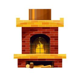Premium Vector | Brick fireplace or hearth with firewood and fire