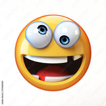 Crazy emoji isolated on white background, silly face emoticon 3d rendering Иллюстрация Stock | Adobe Stock