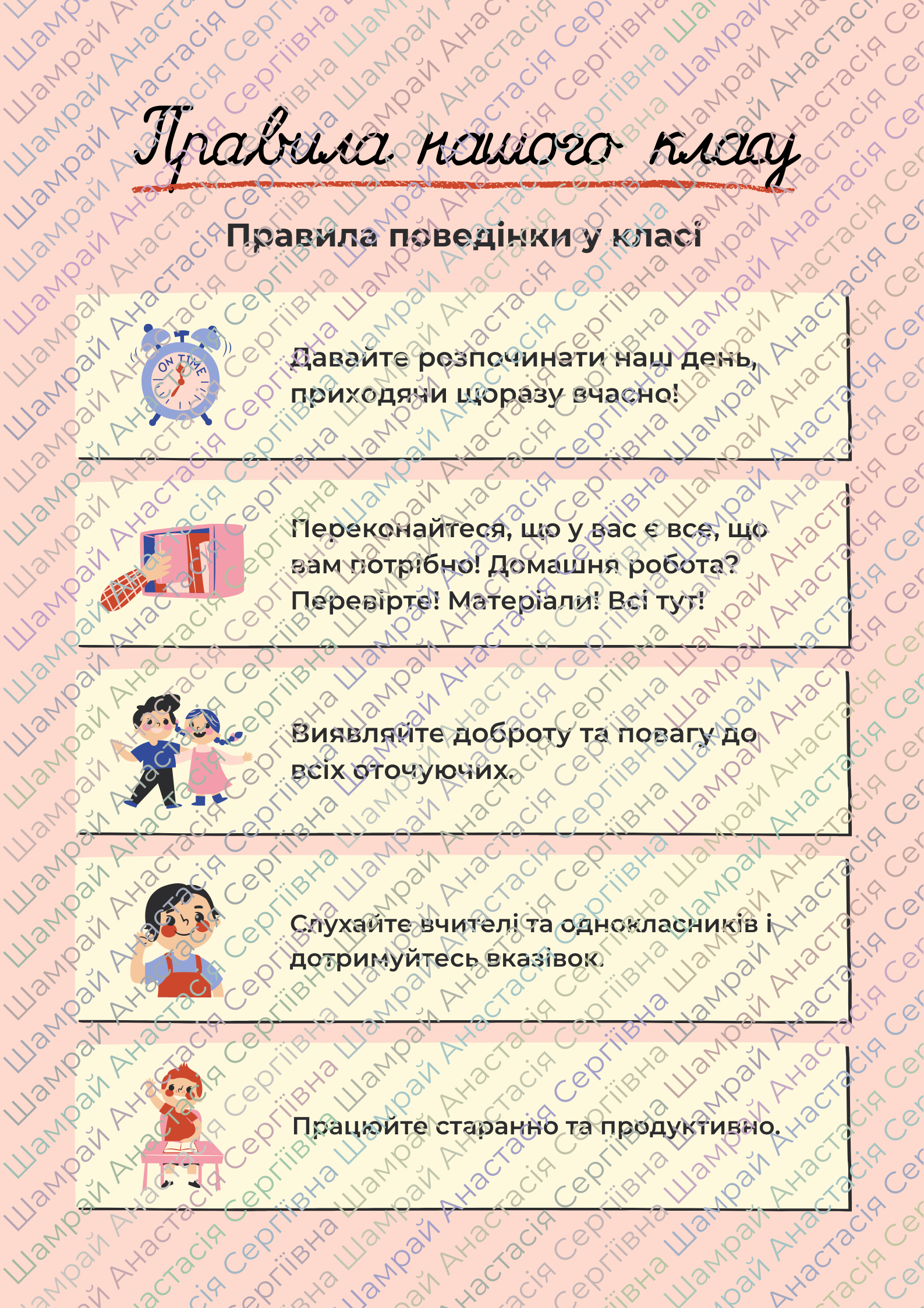 Плакат "Правила нашого класу" | Ілюстрації. НУШ