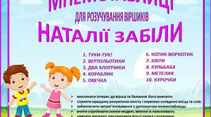 Комплект мнемотаблиць для вивчення віршів Натялі Забіли
