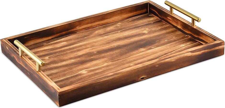 JANA Decorative Tray with Golden Handles | 18" x 13" | Large Wooden Serving Tray for Ottoman | Coffee Table Wood Tray | Coffee Table Tray | Perfect for Breakfast in Bed Tray : Amazon.ca: Home