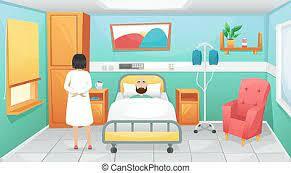 Hospital room with a bed, bedside tables and a chair for visitors. fighting coronavirus in hospitals. | CanStock