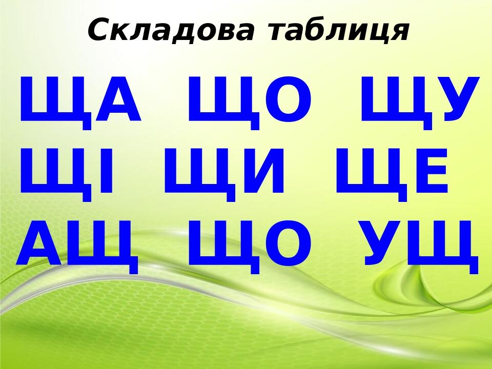 Презентація " Буква Щ та її звукове значення ШЧ " ( перший урок, 1 клас ...