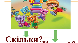 Знайомство зі словами, якими називають кількість предметів. Скільки? Який, яка, яке за порядком?