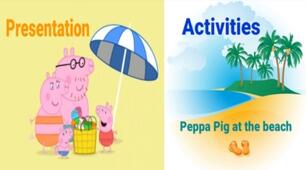 Peppa Pig At the beach. Activities with video. Presentation