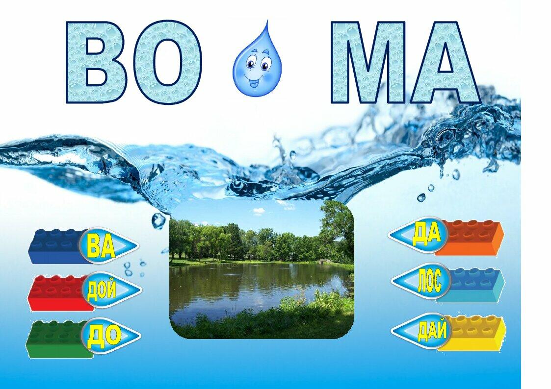 Картка ЛЕГО для читання "Вода" НУШ 1 клас | Інтерактивні матеріали. LEGO