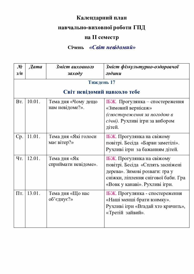 План гпд 3 класс