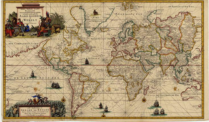 1728 map of the world - by Gerard van Keulen