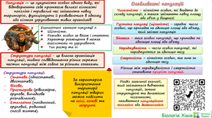 Урок  "Популяція" (картка для повторення)