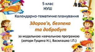 Календарно-тематичне планування з інтегрованого курсу «Здоров’я, безпека та добробут»  для 5 класу НУШ (1год)