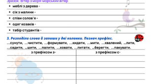 Картка до уроку "Будова слова. Споріднені слова. Суфікси. Префікси. "