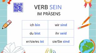 Verb SEIN (картка відмінювання дієслова+ інтерактивна гра)