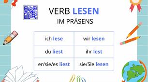Verb LESEN (картка відмінювання дієслова+ інтерактивна гра)