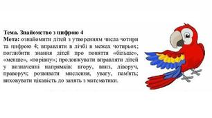 Заняття з логіко-математичного розвитку + мультимедійна технологія "Знайомство з цифрою 4". Середня група.
