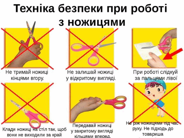Не тримай ножиці кінцями вгору. Техніка безпеки при роботі з ...
