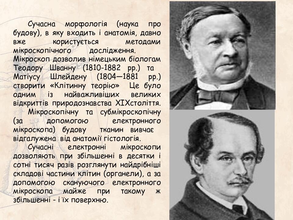 Сучасна морфологія (наука про будову), в яку входить і анатомія, давно вже користується методами мікроскопічного дослідження. Мікроскоп дозволив ні...