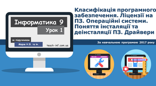 Класифікація програмного забезпечення. Ліцензії на ПЗ. Операційні системи. Поняття інсталяції та деінсталяції ПЗ. Драйвери