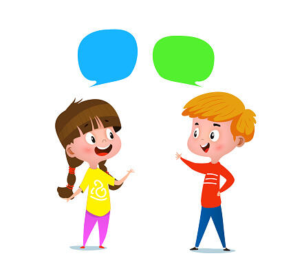 Boy And A Girl Talking To Each Other Stock Illustration - Download Image Now - Child, Discussion, Talking - iStock