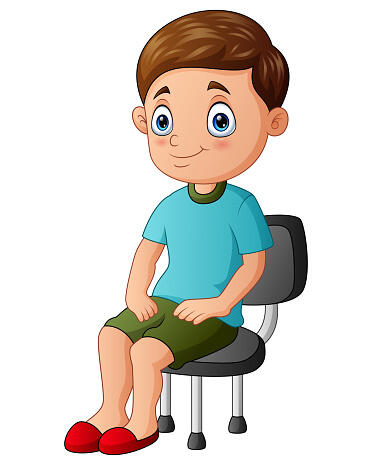 Cartoon A Boy Sitting On The Chair Stock Illustration - Download Image Now - Art, Cartoon, Chair - iStock