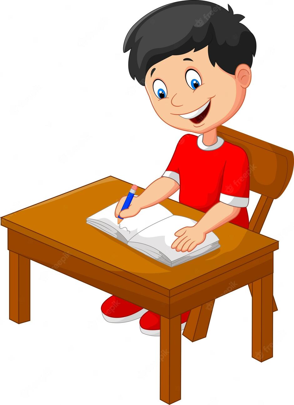 Premium Vector | Cartoon little boy writing