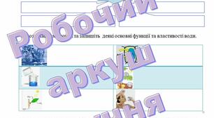 Робочий аркуш  учня до теми" Хімічний склад клітини. Вода та її основні фізико-хімічні властивості.  Інші неорганічні молекули"