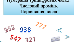 Нумерація трицифрових чисел. Числовий промінь. Порівняння чисел