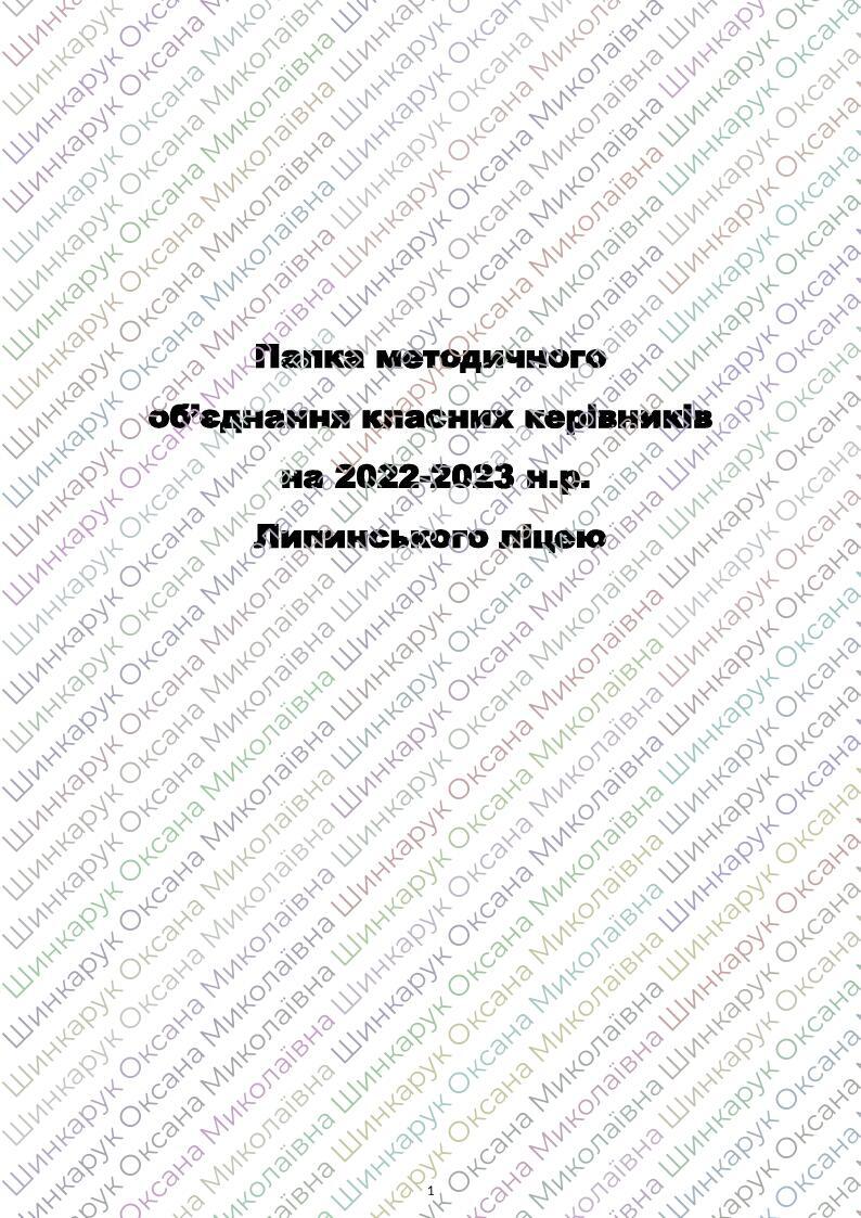 Папка методичного об'єднання класних керівників на 2022-2023 н.р ...
